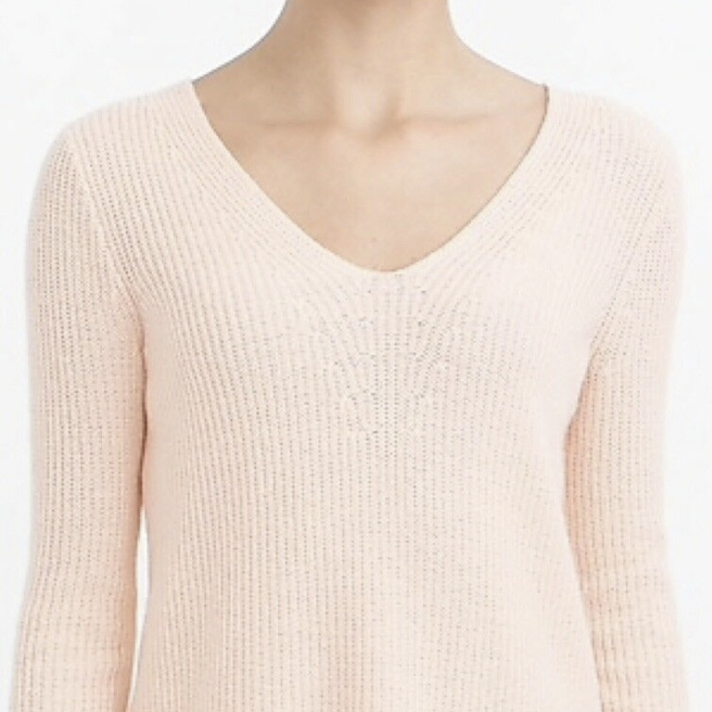 J Crew Ribbed V Neck Sweater blush pink